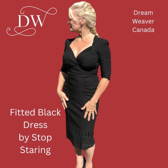 Fitted Black Retro Dress | Stop Staring | Medium - Picture 1 of 7